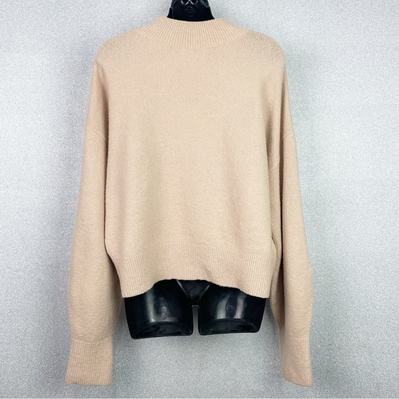 & Other Stories Mock Neck Sweater Cropped Hem Straight Box Bodice Large Caramel - Picture 9 of 14